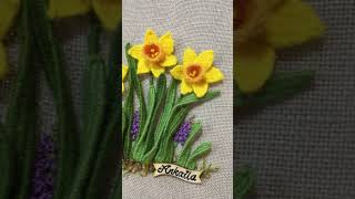 Daffodil Embroidery Design Needle Weaving idea Exploring 3D Embroidery with Vibrant Spring Flowers [upl. by Notfa810]