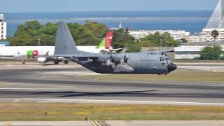 Stunning C130 Tactical Takeoff at Lisbon Airport  Portuguese Air Force [upl. by Decamp]