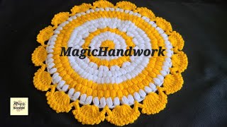 लोकारीचा रूमाल Thalpose Rumal Wool Tablemat Puff stitch Area Rug Yarn Round Placemat Doily [upl. by Goldia871]