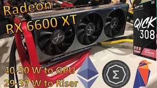 RX 6600 XT Mining Power Consumption at the GPU and Riser XFX Speedster QICK 308 Radeon RX 6600 XT [upl. by Nnuahs]