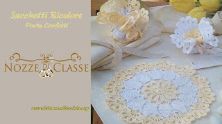 Tutorial Bomboniere all uncinetto  Sacchetti bicolorebags bicolor crochet 22 [upl. by Saffren]