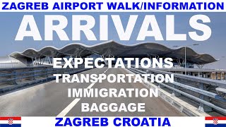 ZAGREB CROATIA AIRPORT ARRIVALS INFORMATIONWALKTHROUGH  IMMIGRATION  BAGGAGE  TRANSPORTATION [upl. by Gauthier461]