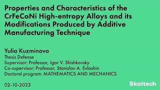 PhD Thesis Defense Yulia Kuzminova [upl. by Eikcaj]