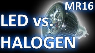 Im Test 4WATT LED vs 20W HalogenSpot MR16GU5312 Volt [upl. by Mossolb342]