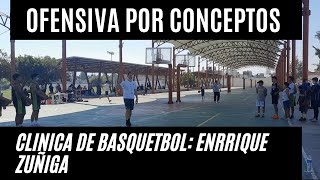 OFENSIVA POR CONCEPTOS BASQUETBOL  CLINICA DE BASQUETBOL ENRRIQUE ZUÑIGA [upl. by Enirehtakyram]