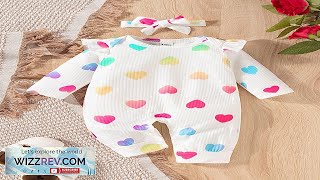 Baby Girl Heart Print Patchwork Ruffle Trim Long Sleeve Romper Autumn Spring Review [upl. by Cherey388]