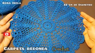 Carpeta redondaPétalos En Crochet RosaIsela CarpetasRosa [upl. by Mcmahon]