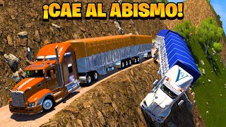 ¡CAMIÓN CAE CON DOBLE REMOLQUE AL ABISMO  American Truck Simulator [upl. by Ettennaej]