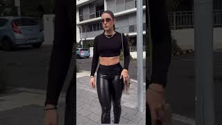 How To Go Viral in Leather Leggings Top 3  Casual Shiny Street Style Outfits [upl. by Delogu]