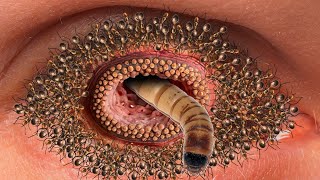 Eye Cleaning ASMR Animation  Removing Maggots and Creepy Crawlies from Eyeball  2d animation [upl. by Tadd]