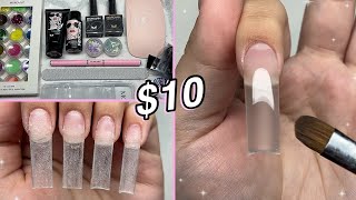 TESTING A 10 POLYGEL KIT FROM AMAZON COMES WITH A NAIL LAMP  Nail Tutorial [upl. by Cy]