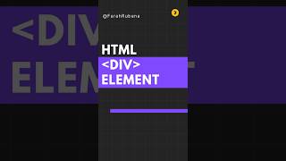 HTML DIV Element Explained ⬆️ codingbasics htmltutorial html5 codewithfarah [upl. by Marney]