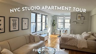 FURNISHED NYC STUDIO APARTMENT TOUR  Inside  Rent [upl. by Ekyt]