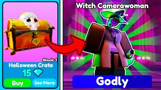 😱NEW GODLY WITCH CAMERAWOMAN💀1000 HALLOWEEN CRATES 🤣  Toilet Tower Defense  Roblox [upl. by Nottus439]