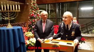 Menorah Lighting Ceremony at 1 Police Plaza Chanukah 5775 121614 [upl. by Elletnahs]