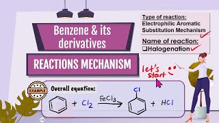 9Benzene Halogenation of benzene  Electrophilic Aromatic substitution Chlorination [upl. by Leela688]