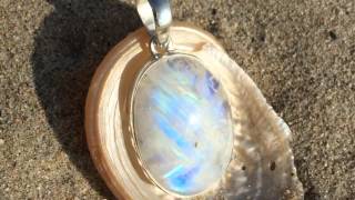 Rainbow Moonstone Sterling Silver Pendant from Crystal Rock Star  Crystal Healing Jewelry [upl. by Joline]