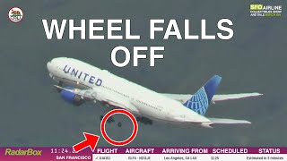 🛞 SFO LIVE  UNITED 35 TO OSAKA PLANE WHEEL FALLS OFF [upl. by Huberman554]