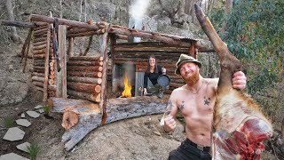 Building Complete Deer Hunting SURVIVAL SHELTER In The Unexplored WILDERNESS  HUNT CLEAN amp COOK [upl. by Leterg]