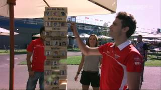 Jules Bianchi and Max Chilton play Jenga  Sky Sports F1 [upl. by Hanforrd]