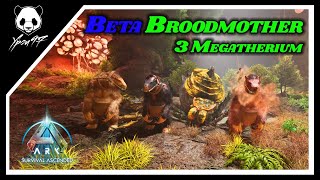 EASY BETA Broodmother Boss Fight  3 MEGATHERIUMS  Official PVE  ARK Survival Ascended [upl. by Jorgan]