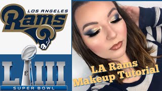 LA Rams Super Bowl Makeup Tutorial  KAYLEECARMEL [upl. by Htebsil]