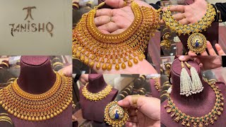 Tanishq exclusive beautiful gold necklace set designs with weight and price  wedding gold jewellery [upl. by Novyart911]