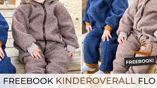 Kinderoverall  Walkanzug nähen ♥ Freebook FLO  Stoffe Hemmers 🍂🍁 [upl. by Haldes]