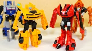 TRANSFORMERS 4 amp 6 STEP STINGER BUMBLEBEE OPTIMUS GRIMLOCK ACTION FIGURES [upl. by Aciretal]