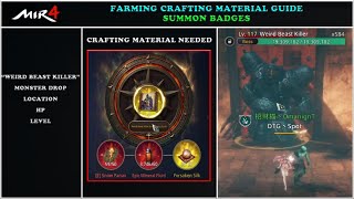 MIR4  FARMING MATERIAL GUIDE WEIRD BEAST KILLER SUMMON BADGE SABAY NA DIN FARM NG NOIRSOUL  F2P [upl. by Ynohtna]