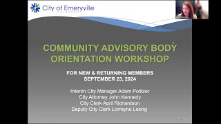 Community Advisory Committees Orientation Workshop  Emeryville CA  September 23 2024 [upl. by Nierman640]