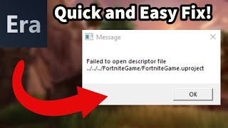 How to fix quotFailed to open descriptor filequot on Era Quick and Easy [upl. by Allanson]