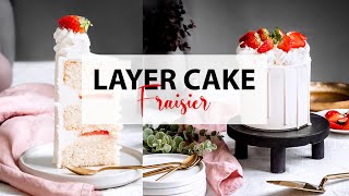 layer cake façon fraisier white cake  crème mousseline  SMBC I Sweetly Cakes [upl. by Esilahc932]