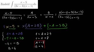 Całkowanie przez rozkład na ułamki proste [upl. by Evanthe143]