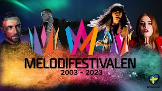 Melodifestivalen 2003  2023 Eurovision Sweden  MY TOP 3 EACH YEAR [upl. by Maclaine]