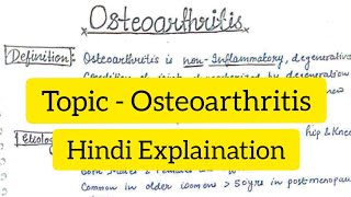 Osteoarthritis  Clinical Orthopaedics  Hindi Explaination [upl. by Lindeberg]