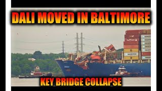 Dali Moved in Baltimore Key Bridge Site now cleared of Box Ship [upl. by Tessy181]