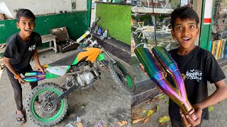 Dirt Bike Ke Liye New Exhaust 🔥Diet Bike Modification [upl. by Parette]