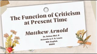 The Function of Criticism at present Time Matthew Arnold [upl. by Leuqim]