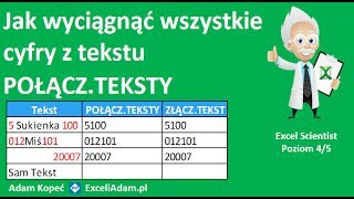 Excel  Jak wyciągnąć wszystkie cyfry z tekstu POŁĄCZ TEKSTY  porada 295 [upl. by Fabri]