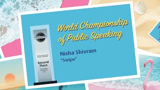 Nisha Shivram 2nd place winner 2023 World Championship of Public Speaking [upl. by Galasyn]