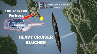 Sinking of Blücher  The Battle of Drøbak Sound Norway Animated [upl. by Ymled]