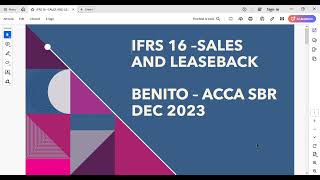 IFRS 16 SALES AND LEASEBACKACCA SBR PAST EXAM DEC 2023 [upl. by Niwroc556]