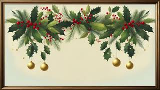 Christmas garland watercolor painting with red berries 4K TV art frametvart christmas wreaths [upl. by Llevad199]