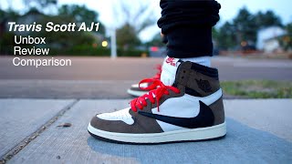 Jordan 1 Travis Scott Mocha High Unboxing Review Black light Comparison Part 3 [upl. by Seana]