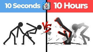 Ultimate Stick Fight Animation in 10 Seconds vs 10 Hours  Sticknodes  Animation Challenge [upl. by Enihpled]