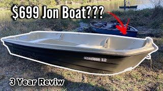 Is this cheap NEW JON BOAT any good  Sun Dolphin American 12 John Boat  3 Year Review [upl. by Marka463]