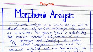 Morphemic Analysis ENG206 4thsememster pu [upl. by Suk]