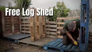 Free Log Shed  Pallet Wood Projects  Log Shed out Of Pallets PT1 [upl. by Janaya]