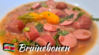 Surinaamse Bruinebonen met Knakworst receptsuriname brown beans with frankfurters recipe [upl. by Sievert]